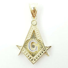 Load image into Gallery viewer, 10k two-tone solid Gold Freemason Masonic Pendant charm jewelry fine gift 2.9g
