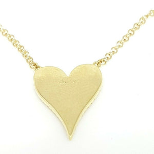 14k yellow Gold 0.21Ct Diamond heart necklace gift for her 18" adjustable chain