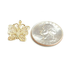 Load image into Gallery viewer, New 14k yellow Gold butterfly Pendant charm filigree gift fine jewelry 1.1g
