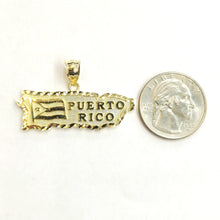 Load image into Gallery viewer, New 10k yellow gold Puerto Rico outline map pendant charm gift fine jewelry 3.7g
