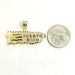 New 10k yellow gold Puerto Rico outline map pendant charm gift fine jewelry 3.7g