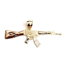 Load image into Gallery viewer, 14k multi color Gold AK-47 machine gun military rifle Pendant charm  gift 3.9g
