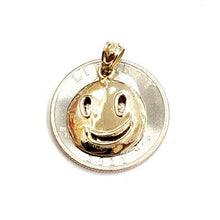 Load image into Gallery viewer, New 14k yellow gold round happy face emoji pendant charm gift fine jewelry 1.5g
