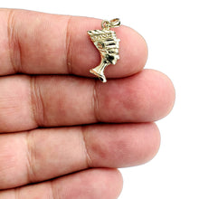 Load image into Gallery viewer, 10k yellow Gold tiny Egyptian queen Nefertiti head Pendant fine jewelry 0.9g
