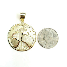 Load image into Gallery viewer, 10k yellow gold round globe planet earth world map pendant jewelry 1.34" 5g
