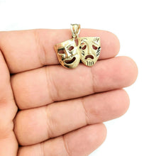 Load image into Gallery viewer, 10k yellow gold happy &amp; sad face theater pendant fine gift jewelry unisex 2.4g
