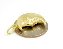 Load image into Gallery viewer, New 14k yellow gold 3D hollow moon pendant charm astronomy fine gift jewelry 2g
