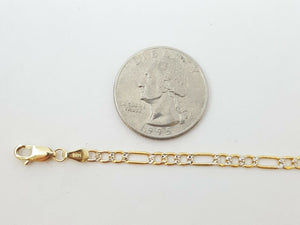 Men's Women's 14K two-tone Gold hollow Figaro Link Chain jewelry 3.4mm 24" 5.3g