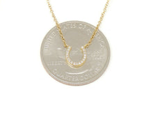 Load image into Gallery viewer, 14k yellow Gold 0.06Ct Diamond horseshoe necklace gift luck 18&quot; adjustable chain
