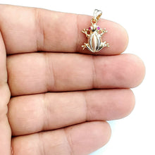 Load image into Gallery viewer, 14k tri color gold frog pendant charm red cubic zirconia gift fine jewelry 2.3g
