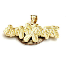 Load image into Gallery viewer, 10k yellow Gold Triple X Mode word Pendant charm diamond cut fine jewelry 7.2g
