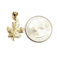 Load image into Gallery viewer, New 14k yellow gold solid maple leaf pendant charm gift fine jewelry 1.4g

