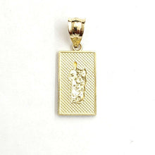 Load image into Gallery viewer, 10k two tone gold rectangular saint Jude juda pendant charm religious gift 1.3g
