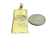 Load image into Gallery viewer, 14k yellow gold 100 dollar bill money lucky pendant charm fine jewelry 9.8g
