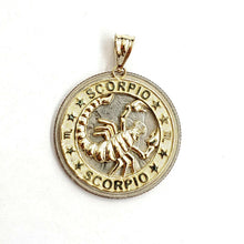 Load image into Gallery viewer, 14k yellow Gold scorpion zodiac sign round Pendant charm fine gift jewelry 2.8g
