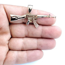 Load image into Gallery viewer, 14k multi color Gold AK-47 machine gun military rifle Pendant charm  gift 3.9g
