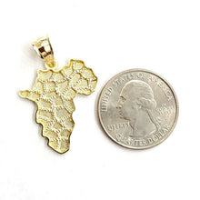Load image into Gallery viewer, 10k yellow gold nugget Africa continent outline map pendant charm jewelry 2.1g
