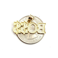 Load image into Gallery viewer, New 10k yellow Gold Boss dollar sign word Pendant charm fine gift jewelry 2.1g
