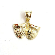 Load image into Gallery viewer, 10k yellow gold happy &amp; sad face theater pendant fine gift jewelry unisex 1.9g
