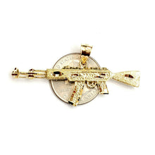 Load image into Gallery viewer, 14k yellow Gold AK-47 machine gun military rifle Pendant charm fine gift 10.3g
