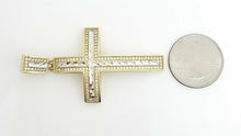 Load image into Gallery viewer, 10k two tone gold cross pendant cubic zirconia gift fine religious jewelry 8.6g
