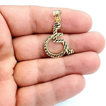 Load image into Gallery viewer, 10k yellow Gold handicap disability Pendant charm diamond cut fine jewelry 1.7g
