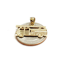 Load image into Gallery viewer, 14k yellow Gold fire truck engine firefighting car Pendant charm fine jewelry 1.8g
