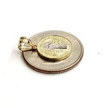 Load image into Gallery viewer, New 14k gold two tone round saint benedict san Benito pendant jewelry 0.56" 1.5g
