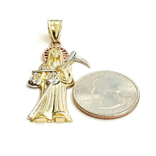Load image into Gallery viewer, 10k tri color gold Santa muerte holy death Pendant fine gift jewelry unisex 4.7g
