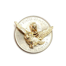 Load image into Gallery viewer, 14k yellow gold owl full body open wings pendant charm gift fine jewelry 2.5g
