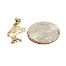 Load image into Gallery viewer, 14k solid yellow Gold Egyptian Nefertiti head queen Pendant fine jewelry 1.3g
