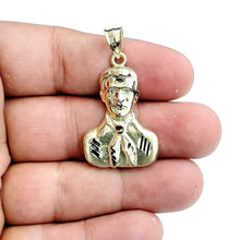 Load image into Gallery viewer, 10k yellow gold Jesus Malverde Narco saint Sinaloa pendant charm fine gift 4g
