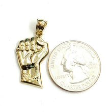Load image into Gallery viewer, 10k yellow gold fist BLM black lives matter pendant charm jewelry unisex 1.9g
