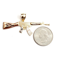 Load image into Gallery viewer, 14k multi color Gold AK-47 machine gun military rifle Pendant charm  gift 3.9g
