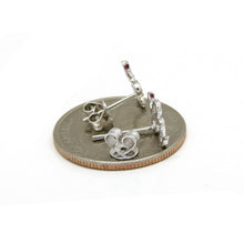 Load image into Gallery viewer, New 14k white Gold 0.16Ct Round Diamond snake stud Earrings Push Back fine gift
