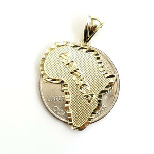 10k yellow gold Africa continent outline map pendant charm fine gift unisex 2.7g