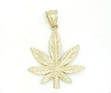 Load image into Gallery viewer, New 14k yellow gold marijuana leaf weed pendant charm fine gift jewelry 2.6g
