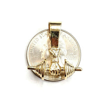 Load image into Gallery viewer, 14k Yellow Gold 3D Dumbbell hand weight lifter Pendant charm fine jewelry 5.5g
