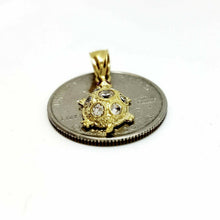 Load image into Gallery viewer, 14k yellow gold turtle full body pendant cubic zirconia fine jewelry 1.5g
