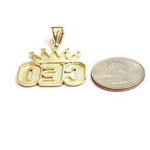 Load image into Gallery viewer, New 10k yellow Gold CEO crown word Pendant charm diamond cut fine jewelry 5.6g
