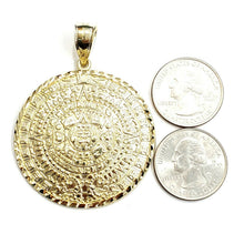 Load image into Gallery viewer, 10k yellow Gold solid Aztec Mayan sun calendar Azteca pendant gift 1.87" 14.2g
