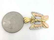 Load image into Gallery viewer, New 14k tri color solid Gold butterfly full body Pendant charm gift jewelry 4.2g

