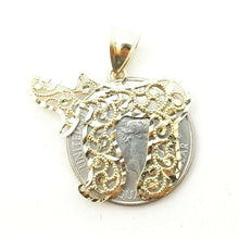 Load image into Gallery viewer, 10k yellow gold filigree chai Jewish kabbalah god pendant fine religious gift 3g
