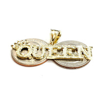 Load image into Gallery viewer, 10k yellow Gold Queen Crown Tiara Pendant charm diamond cut fine jewelry 4.4g
