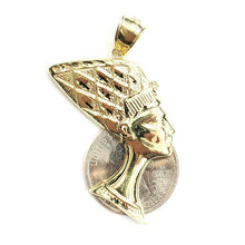 Load image into Gallery viewer, 10k yellow solid Gold Egyptian Nefertiti head queen Pendant fine jewelry 4.8g

