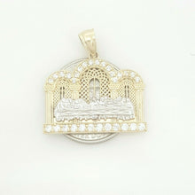 Load image into Gallery viewer, 14k two tone gold last supper pendant charm with zirconia religious jewelry 4.7g
