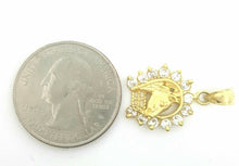 Load image into Gallery viewer, 14k yellow Gold horseshoe Pendant zirconia lucky fine gift jewelry unisex 2.4g
