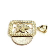 Load image into Gallery viewer, 10k yellow gold rectangular marijuana leaf pendant charm fine gift jewelry 4.6g
