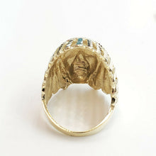 Load image into Gallery viewer, 10k yellow gold native american Indian chief head men&#39;s Ring diamond cut Size 10
