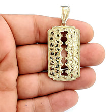 Load image into Gallery viewer, 10k yellow gold nugget razor blade pendant charm diamond cut fine Jewelry 6.7g
